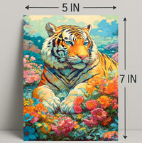 Majestic Tiger in Lush Garden Animal Poster