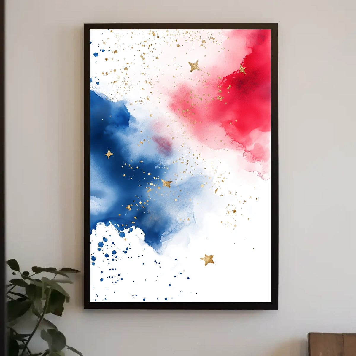 splash design in red white and blue tones Poster