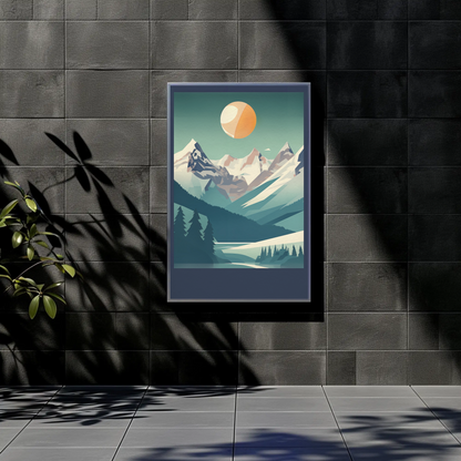 Alpine Summit Sunrise Explorer Scene Vintage Travel Poster