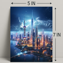 Futuristic Skyline At Twilight Poster