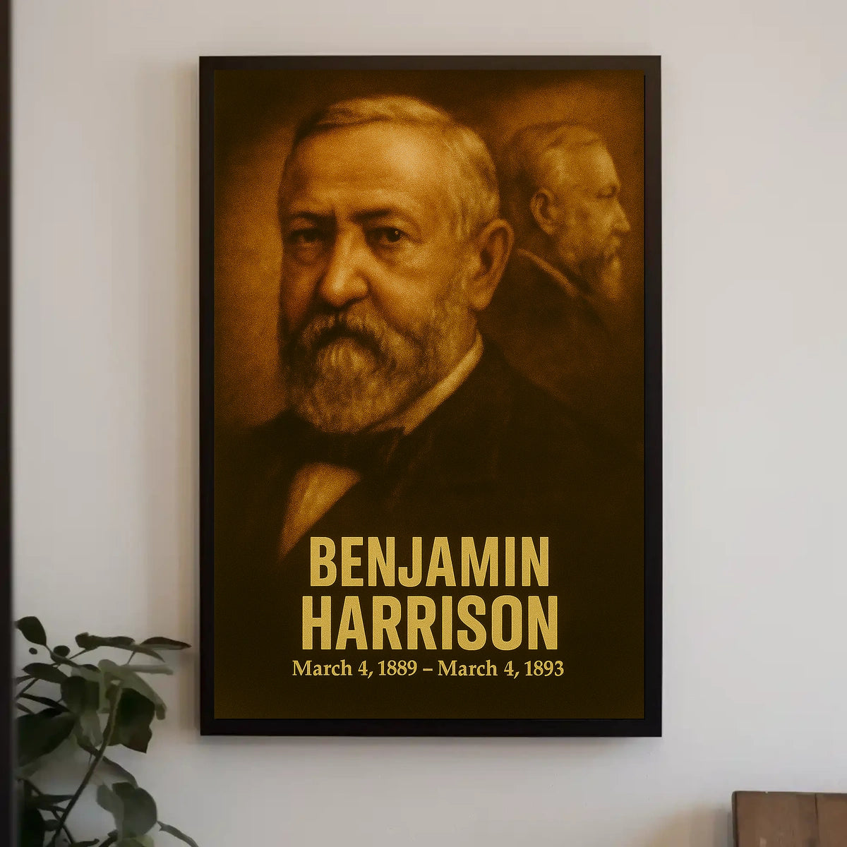 Benjamin Harrison Poster Vintage Presidential Portrait Wall Art Analog Film Aesthetic Print