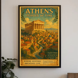 Parthenon Vintage Travel Poster: Timeless Greek Heritage