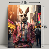 Stylish Rabbit In The City Poster