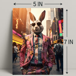 Stylish Rabbit In The City Poster