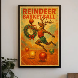 Reindeer Basketball Poster