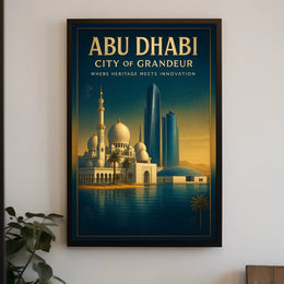 Abu Dhabi's Iconic Landmarks in Urban Cityscape Poster