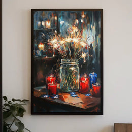 Glowing Sparkler Bouquet Mason Jar Centerpiece Poster