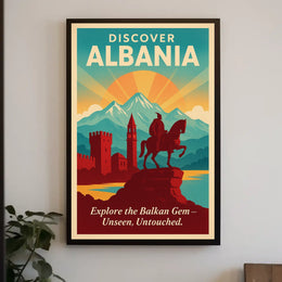 Albania Travel Destination Vintage Horseman Poster