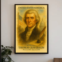 Thomas Jefferson 3rd President of the United States Vintage Watercolor Poster