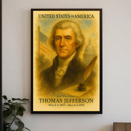Thomas Jefferson 3rd President of the United States Vintage Watercolor Poster