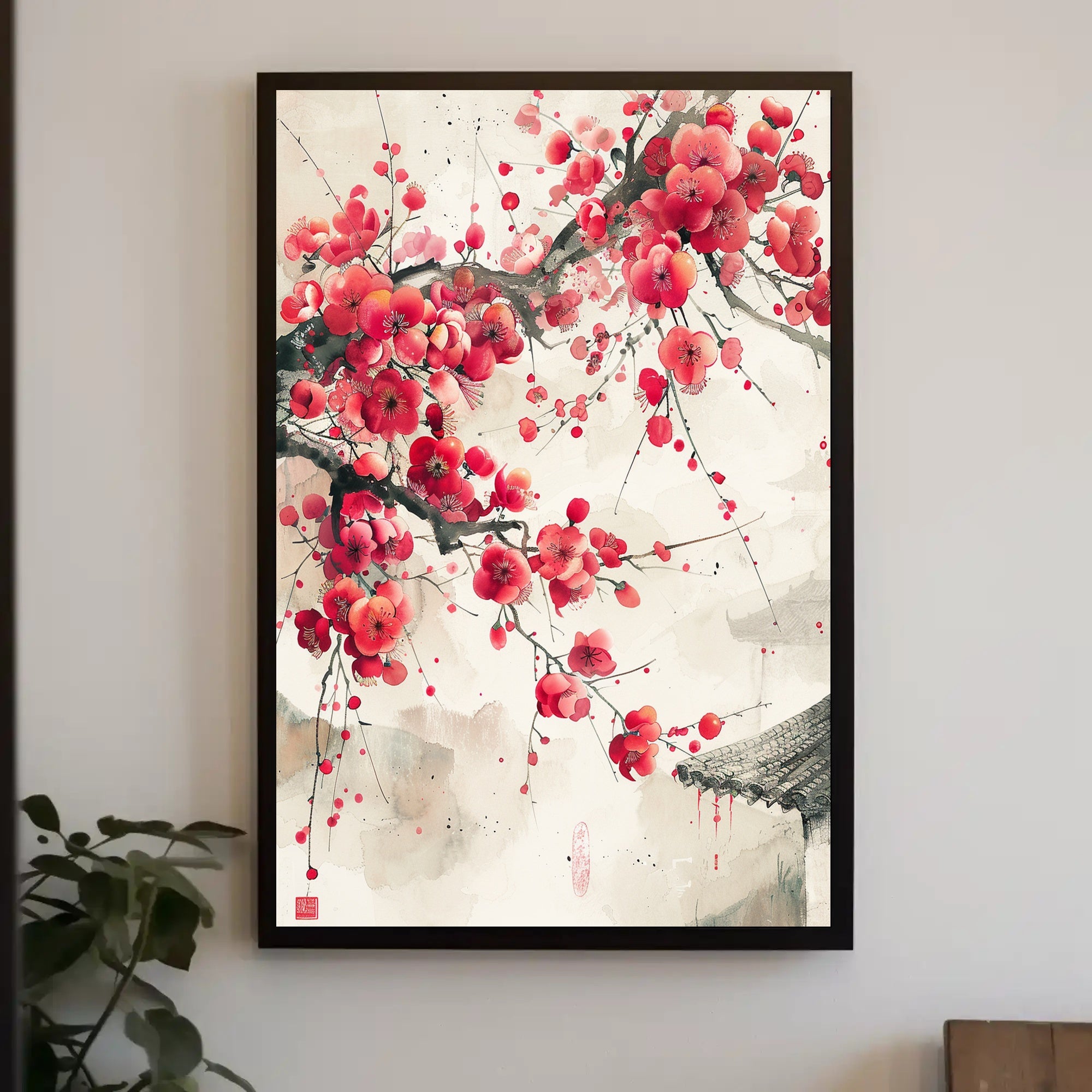 Cherry Blossoms Sumi-e Art: Cultural or Heritage Poster PosterGoat