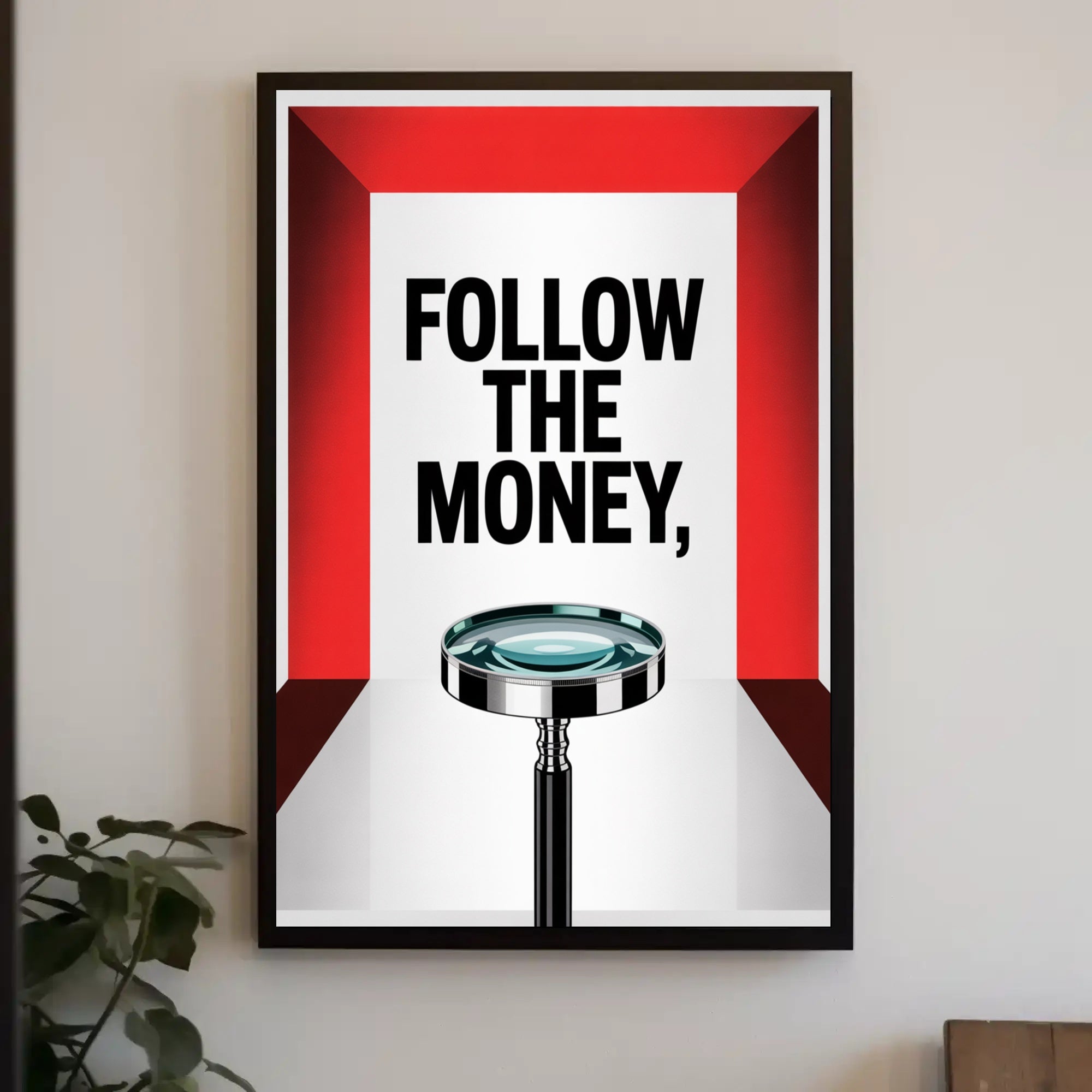 FOLLOW THE MONEY financial investigation motivational or quote poster