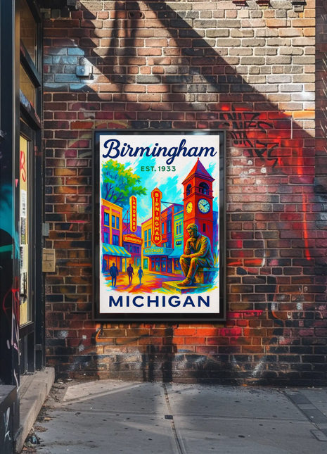 Birmingham Michigan Woodward District Poster Travel Poster