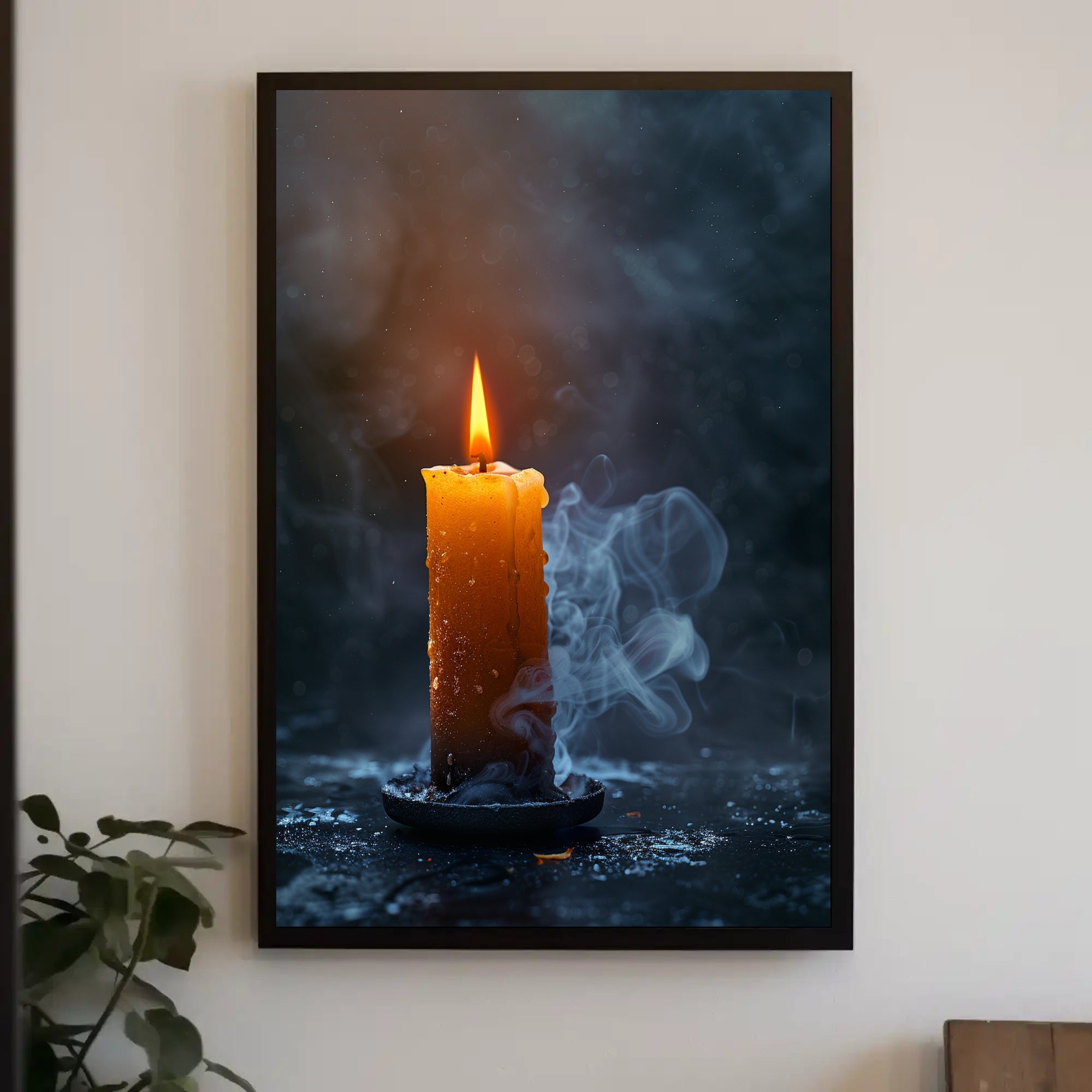 Photorealistic Burning Candle Travel Poster Wall Art