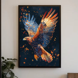 Majestic Eagle in Flight Autumn Art Poster