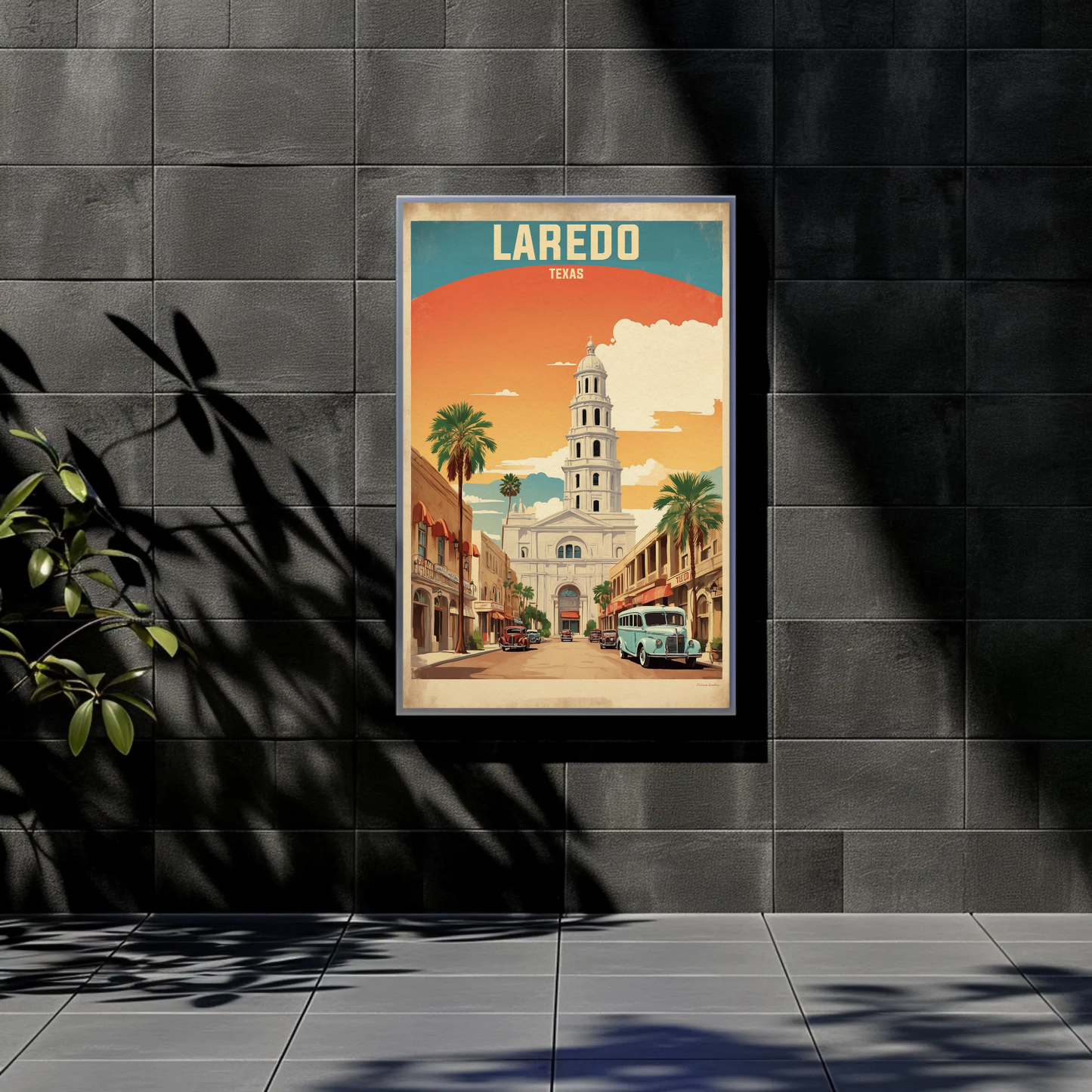 Laredo Texas Historic Tower Vintage Travel Poster
