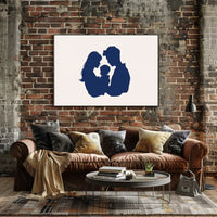 Family Bond Minimalist Blue Silhouette Art Poster