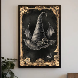 Vintage Witch Hat Gothic Fantasy Artistic Poster