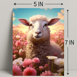 Serene Sheep In Blooming Meadow Poster PosterGoat