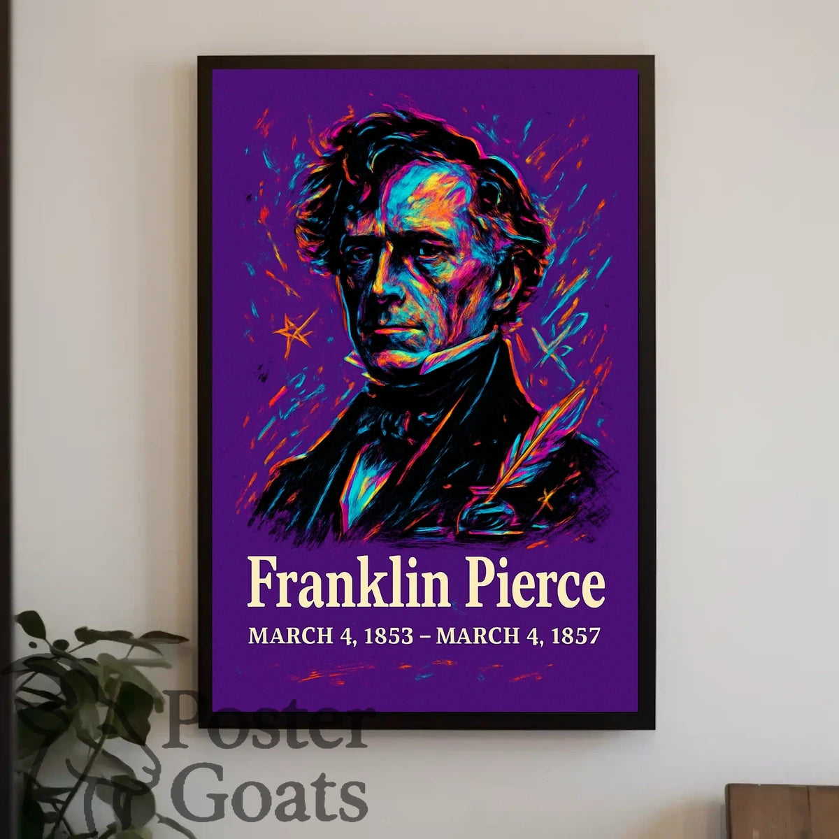 Franklin Pierce Vibrant Artistic Historical Presidential Poster