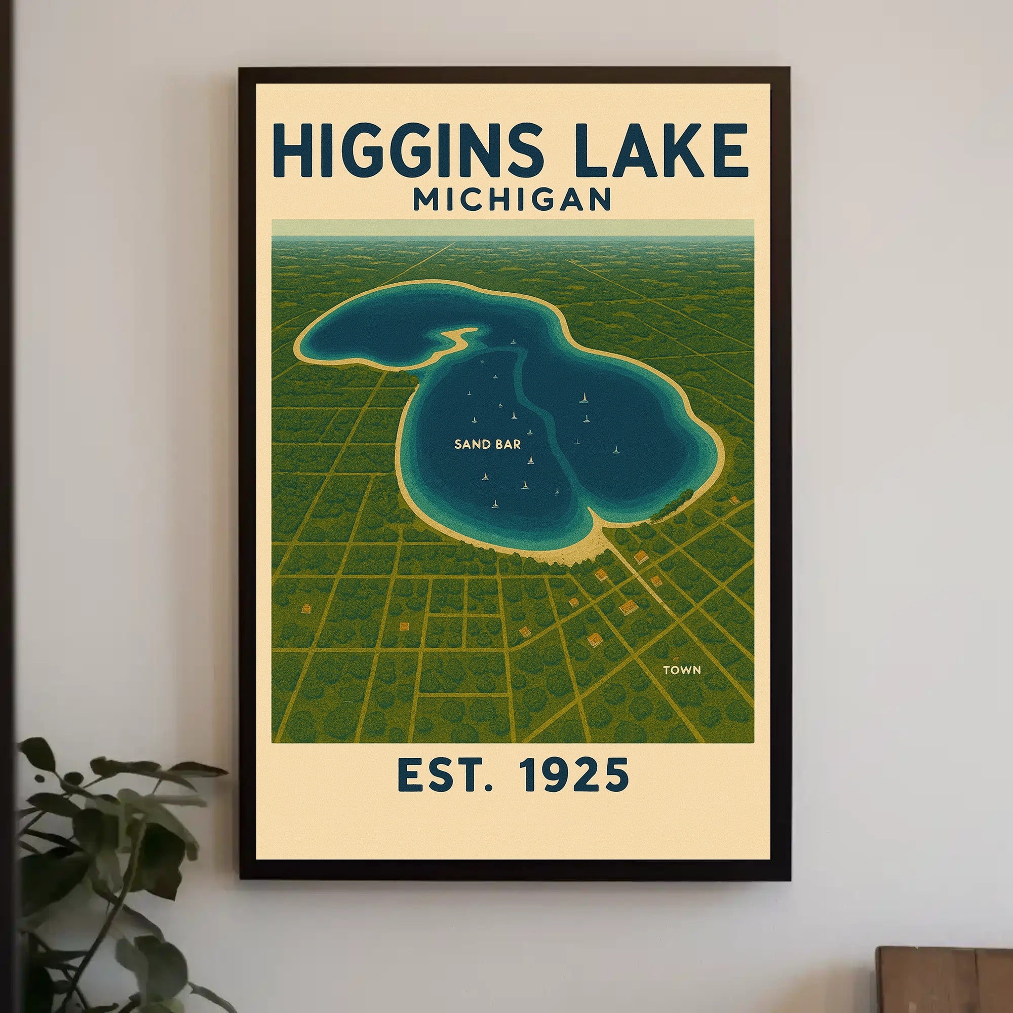 Higgins Lake Tranquil Vintage Travel Poster
