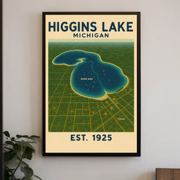 Higgins Lake Tranquil Vintage Travel Poster