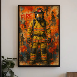 Firefighter Heroism Action Fire Rescue Poster