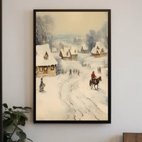 Winter Village Scene Poster