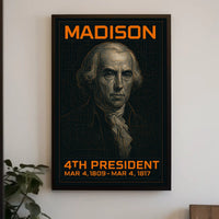 James Madison 4th President of the United States Techno Schematic Poster