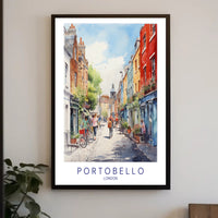 Portobello Street Scene Watercolor Urban or Cityscape Poster PosterGoat