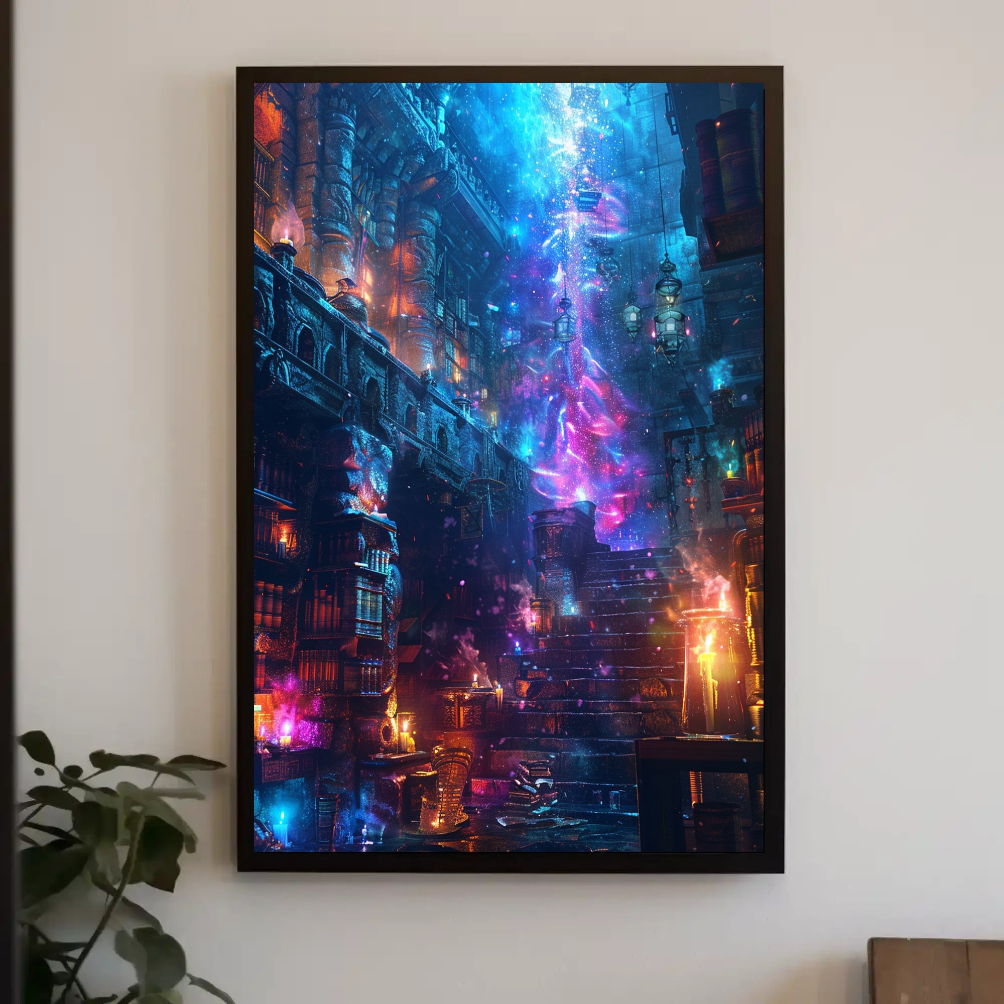 Mystical Library Enchantment Wall Art - Fantasy or Mythology Poster PosterGoat