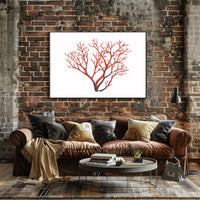 Red Coral Branch Minimalist Art Poster Print
