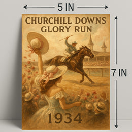 Horse Racing at Churchill Downs: Vintage Sports Poster