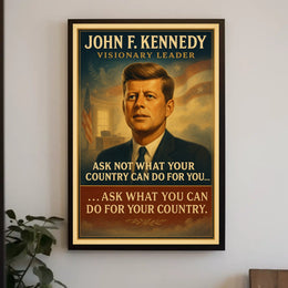 John F. Kennedy Inspirational Patriotic Poster Print