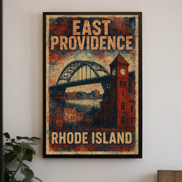 East Providence Rhode Island Vintage Travel Souvenir Poster