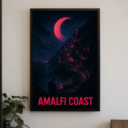 Amalfi Coast Enigmatic Nightscape Poster For Wall Art