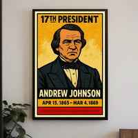 Andrew Johnson 17th President of the United States Inked Comic Style Poster