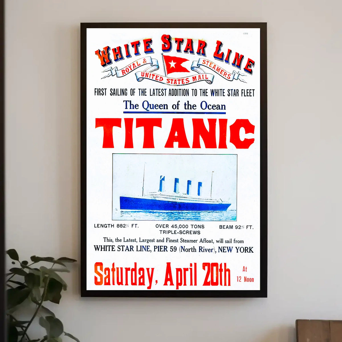 Titanic Grand Inaugural Voyage Poster Vintage Wall Art
