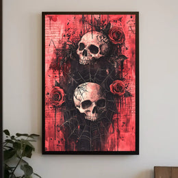 Dark Gothic Skulls with Roses Artistic or Pop Culture Poster