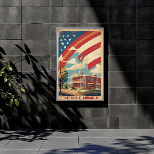 Bentonville Arkansas Town Center Vintage Travel Poster