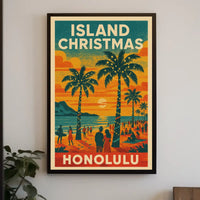 Island Christmas in Honolulu Poster