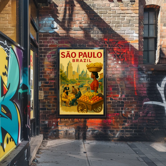 Sao Paulo Brazil Market Vendor Fruit City Poster Poster