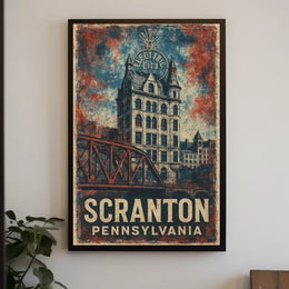 Scranton Electric City Vintage Heritage Art Nouveau Poster