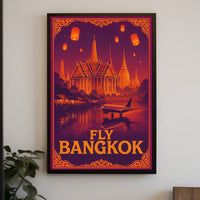 Bangkok Evening Glow Vintage Travel Poster