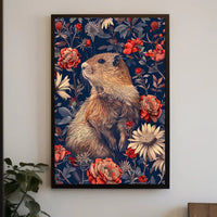 Groundhog in Blossoming Foliage Animal Poster