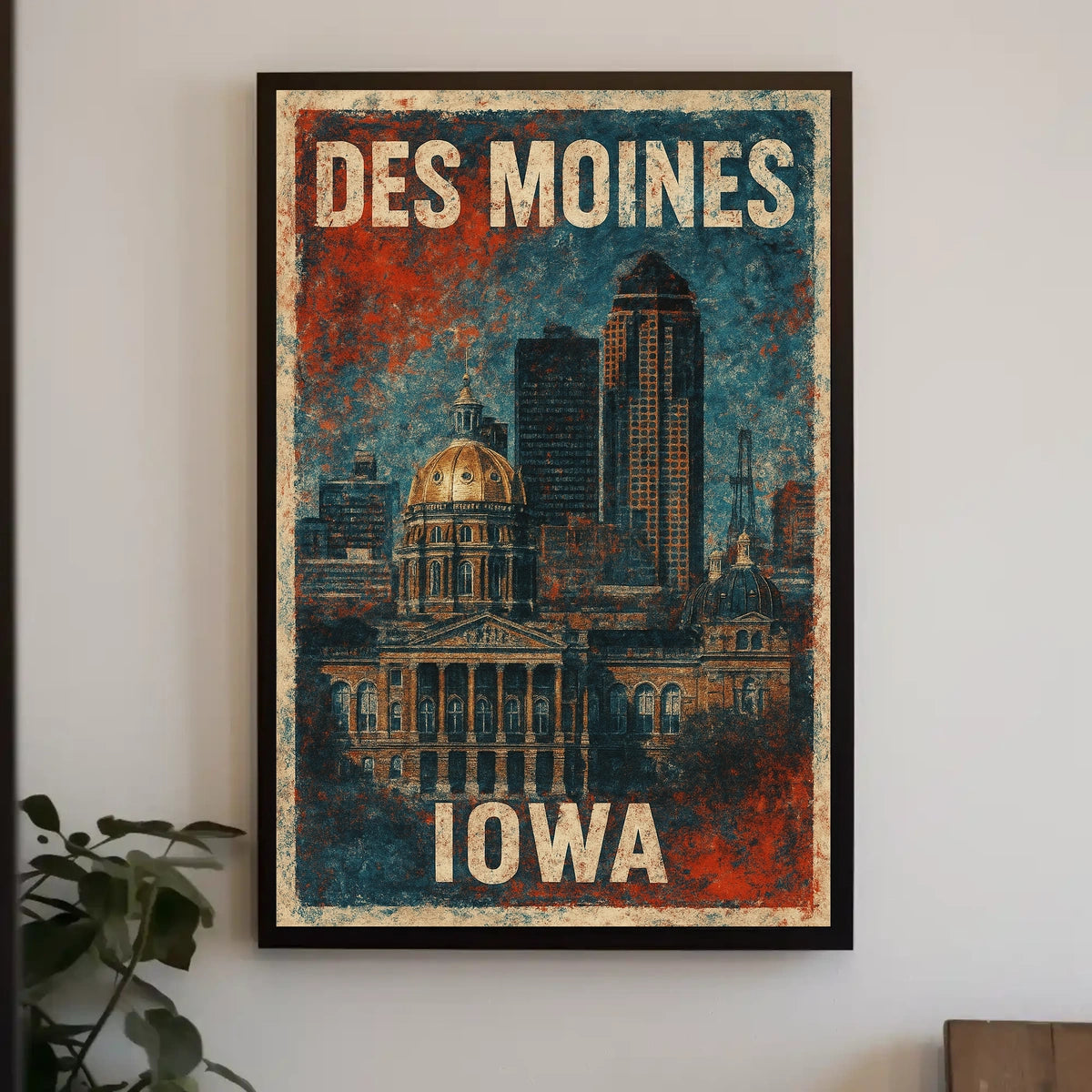 Des Moines, Iowa Cityscape Poster