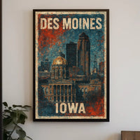 Des Moines, Iowa Cityscape Poster