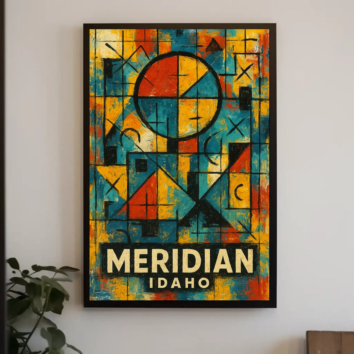 Meridian Idaho Vibrant Geometric Abstract Mosaic Cubism Art Celebration Citywide Festival Poster