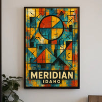 Meridian Idaho Vibrant Geometric Abstract Mosaic Cubism Art Celebration Citywide Festival Poster
