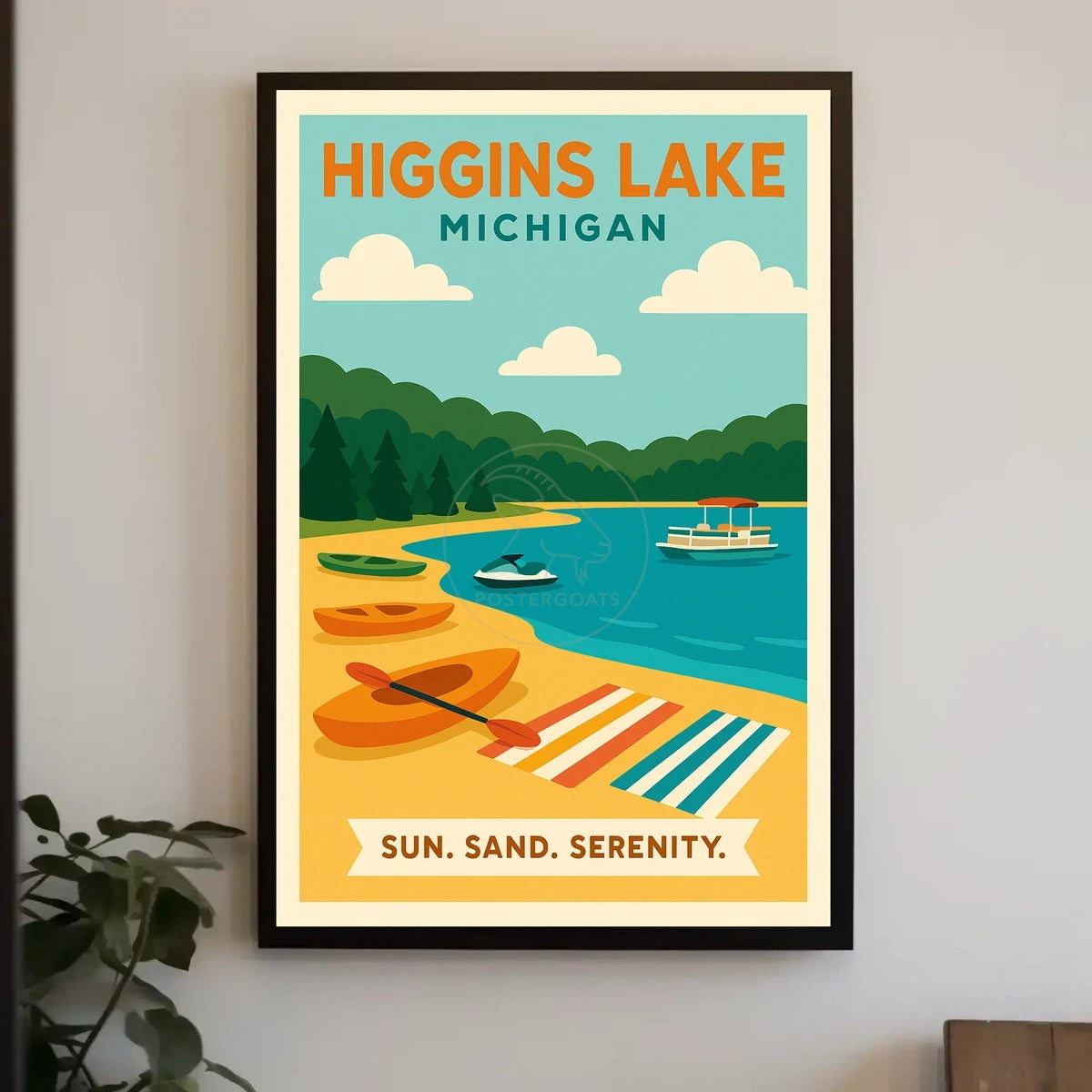 Higgins Lake Getaway: Modern Travel Poster